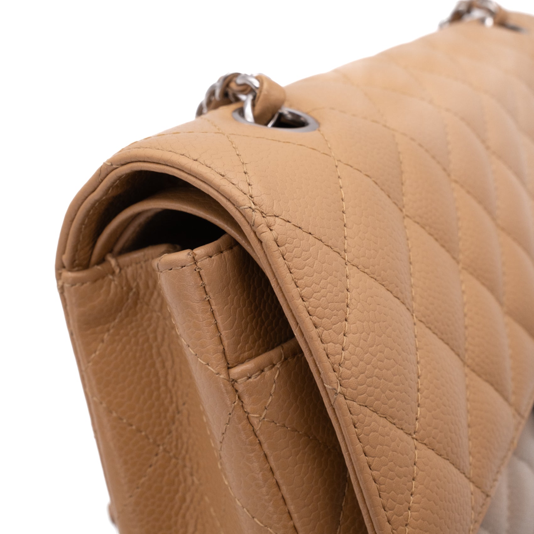 Chanel Classic Double Flap Medium Caviarleder Karamell Beige SHW