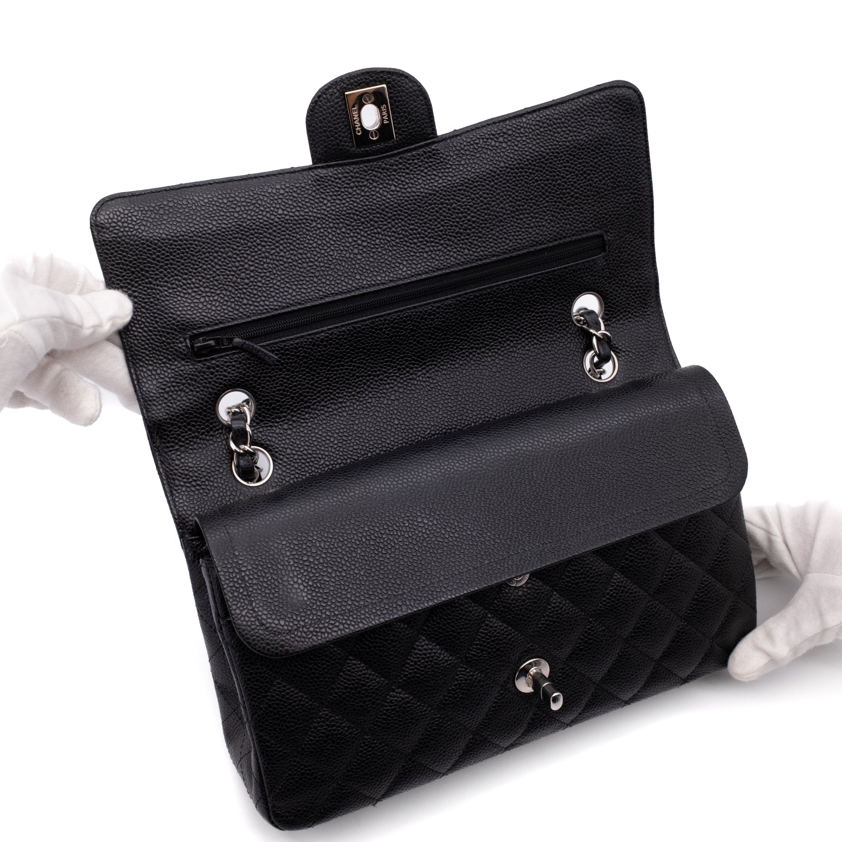 Chanel Classic Double Flap Medium Caviarleder Schwarz SHW