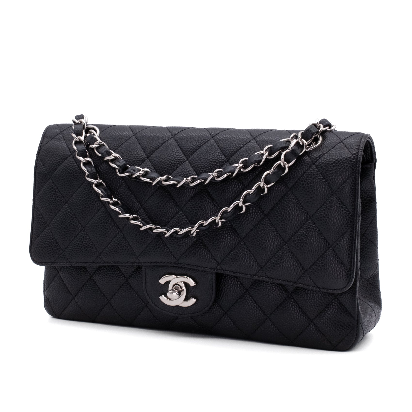 Chanel Classic Double Flap Medium Caviarleder Schwarz SHW