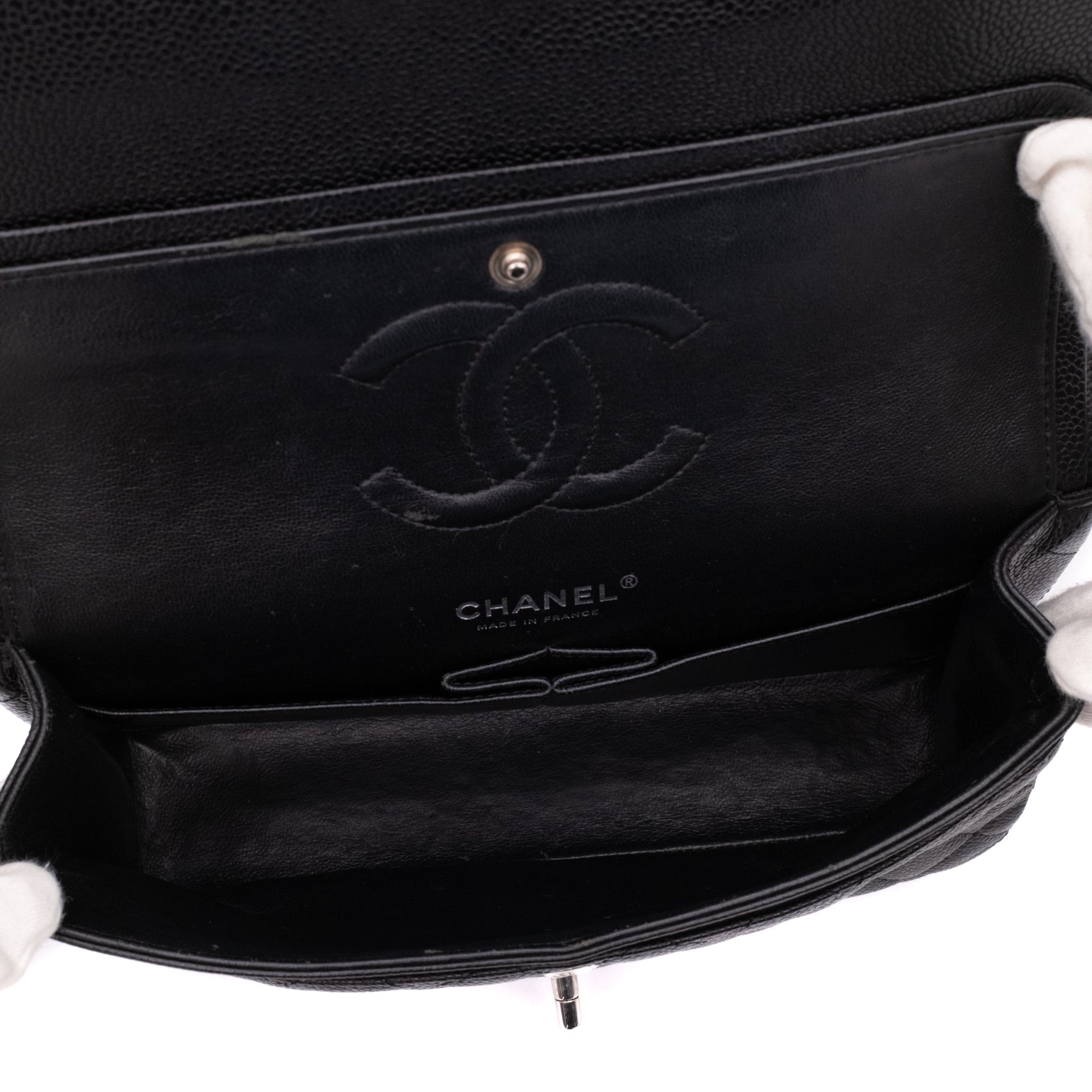 Chanel Classic Double Flap Medium Caviarleder Schwarz SHW