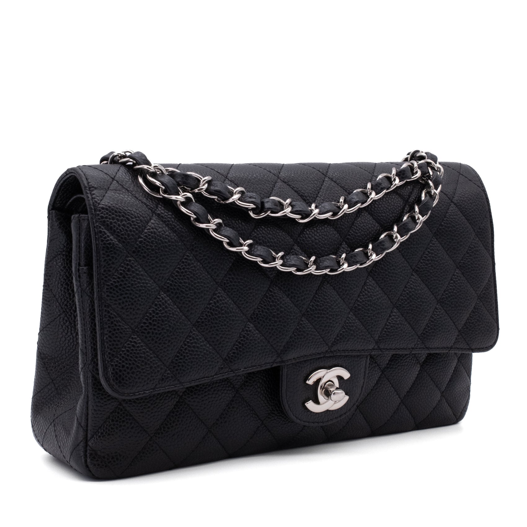 Chanel Classic Double Flap Medium Caviarleder Schwarz SHW
