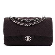 Chanel Classic Double Flap Bag Medium Jersey Braun SHW