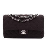 Chanel Classic Double Flap Bag Medium Jersey Braun SHW