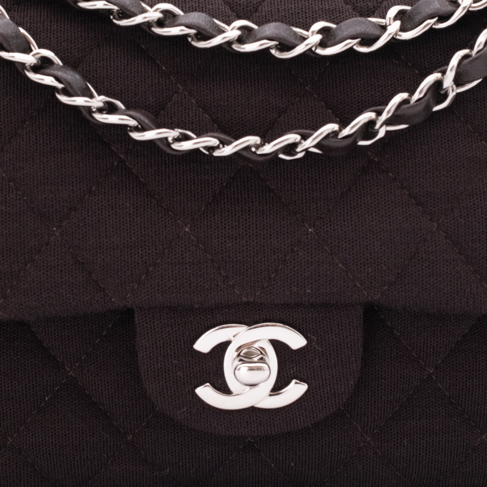 Chanel Classic Double Flap Bag Medium Jersey Braun SHW
