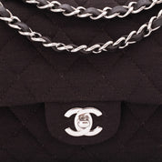 Chanel Classic Double Flap Bag Medium Jersey Braun SHW