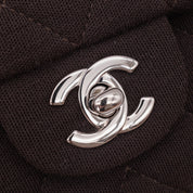 Chanel Classic Double Flap Bag Medium Jersey Braun SHW