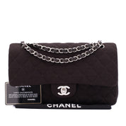 Chanel Classic Double Flap Bag Medium Jersey Braun SHW