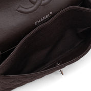 Chanel Classic Double Flap Bag Medium Jersey Braun SHW