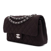 Chanel Classic Double Flap Bag Medium Jersey Braun SHW