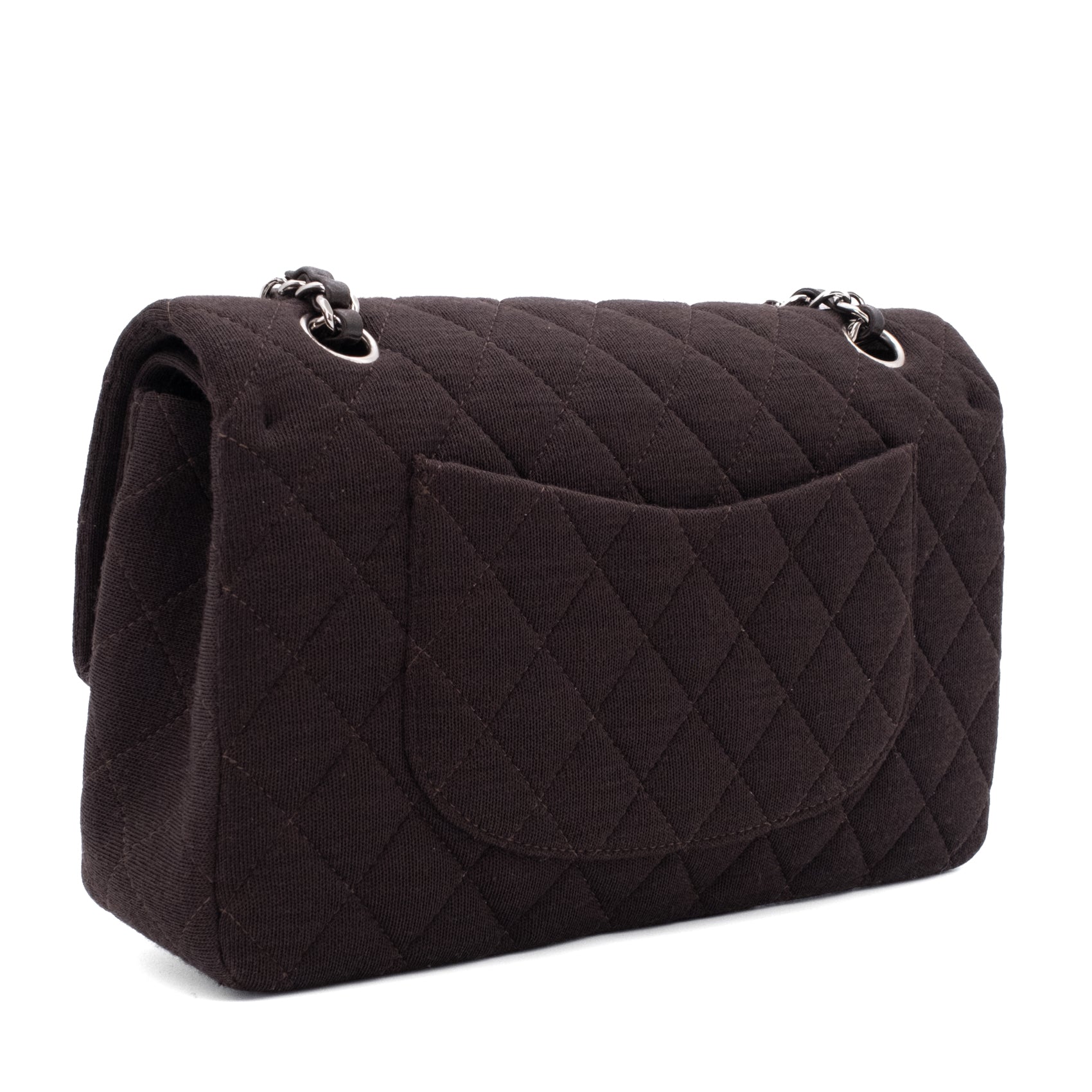 Chanel Classic Double Flap Bag Medium Jersey Braun SHW