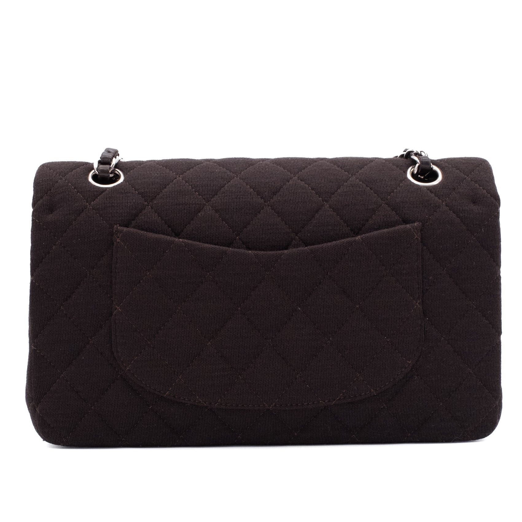 Chanel Classic Double Flap Bag Medium Jersey Braun SHW