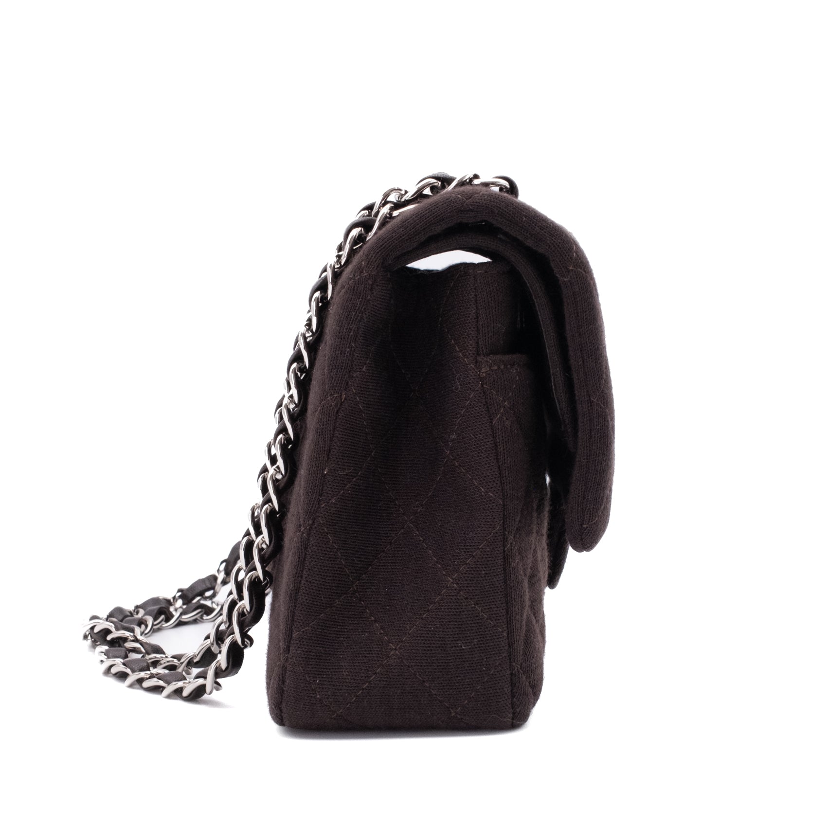Chanel Classic Double Flap Bag Medium Jersey Braun SHW