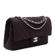 Chanel Classic Double Flap Bag Medium Jersey Braun SHW
