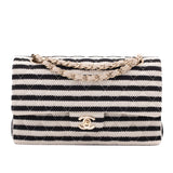 Chanel Classic Double Flap Medium Jersey Stripes Coco Sailor GHW