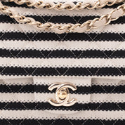 Chanel Classic Double Flap Medium Jersey Stripes Coco Sailor GHW