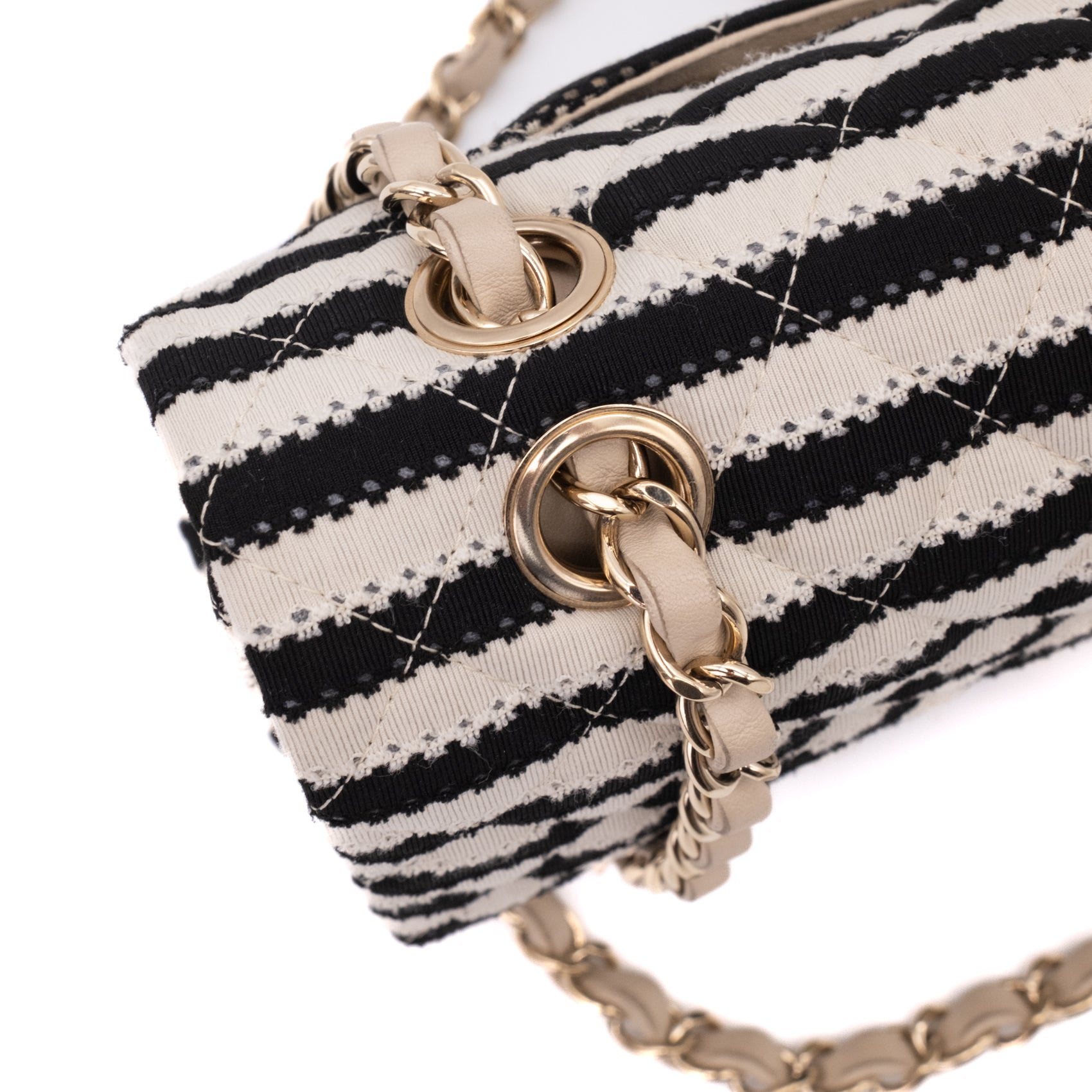 Chanel Classic Double Flap Medium Jersey Stripes Coco Sailor GHW