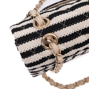 Chanel Classic Double Flap Medium Jersey Stripes Coco Sailor GHW