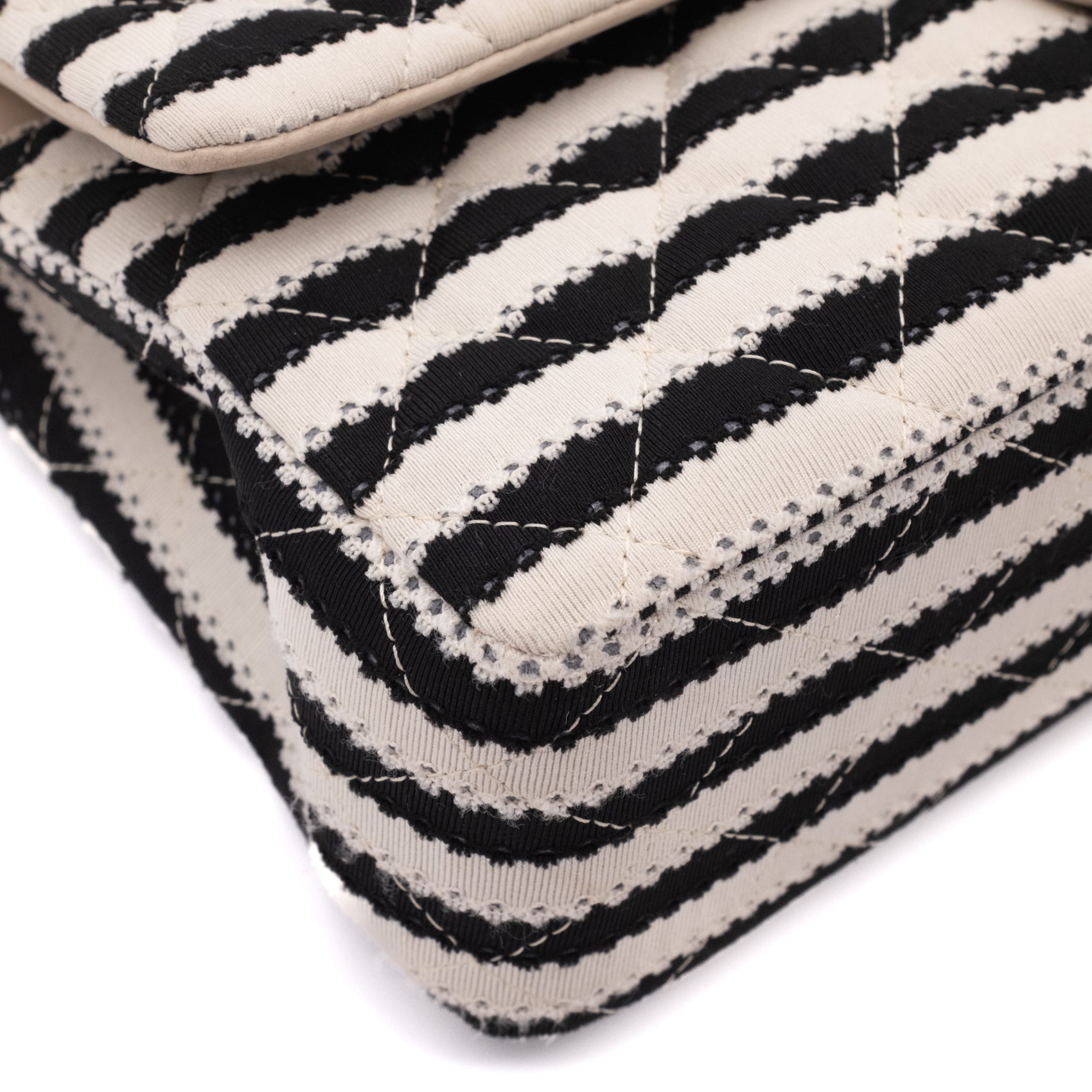 Chanel Classic Double Flap Medium Jersey Stripes Coco Sailor GHW