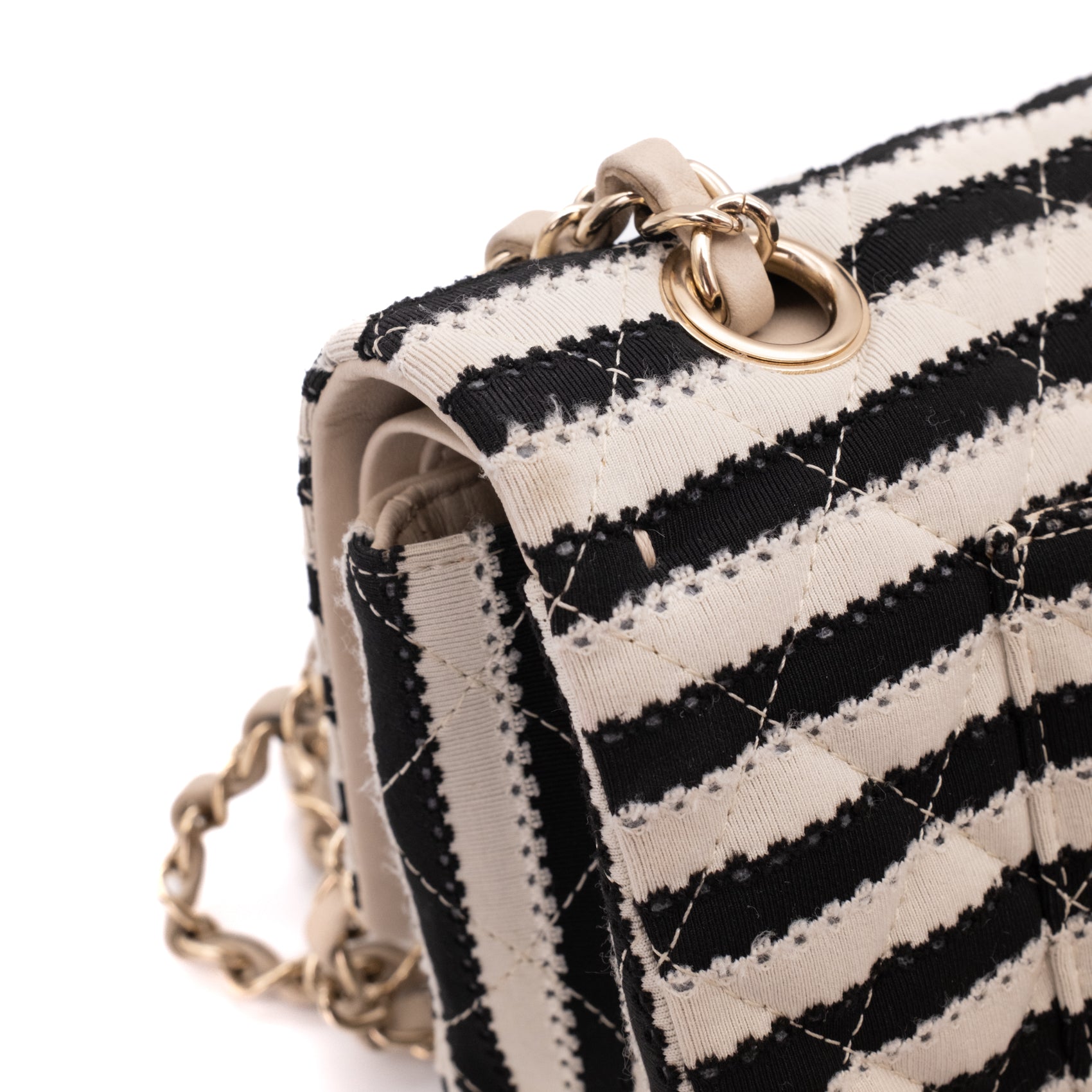 Chanel Classic Double Flap Medium Jersey Stripes Coco Sailor GHW