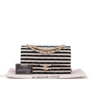 Chanel Classic Double Flap Medium Jersey Stripes Coco Sailor GHW
