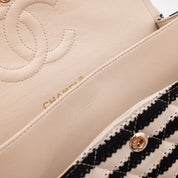 Chanel Classic Double Flap Medium Jersey Stripes Coco Sailor GHW