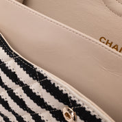 Chanel Classic Double Flap Medium Jersey Stripes Coco Sailor GHW