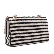Chanel Classic Double Flap Medium Jersey Stripes Coco Sailor GHW