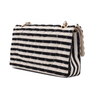 Chanel Classic Double Flap Medium Jersey Stripes Coco Sailor GHW