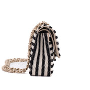 Chanel Classic Double Flap Medium Jersey Stripes Coco Sailor GHW