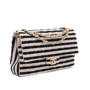 Chanel Classic Double Flap Medium Jersey Stripes Coco Sailor GHW