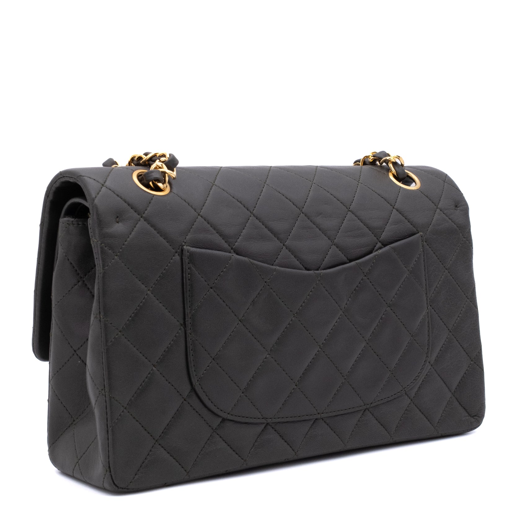 Chanel Classic Double Flap Bag Medium Lammleder Khaki Olive 24k GHW
