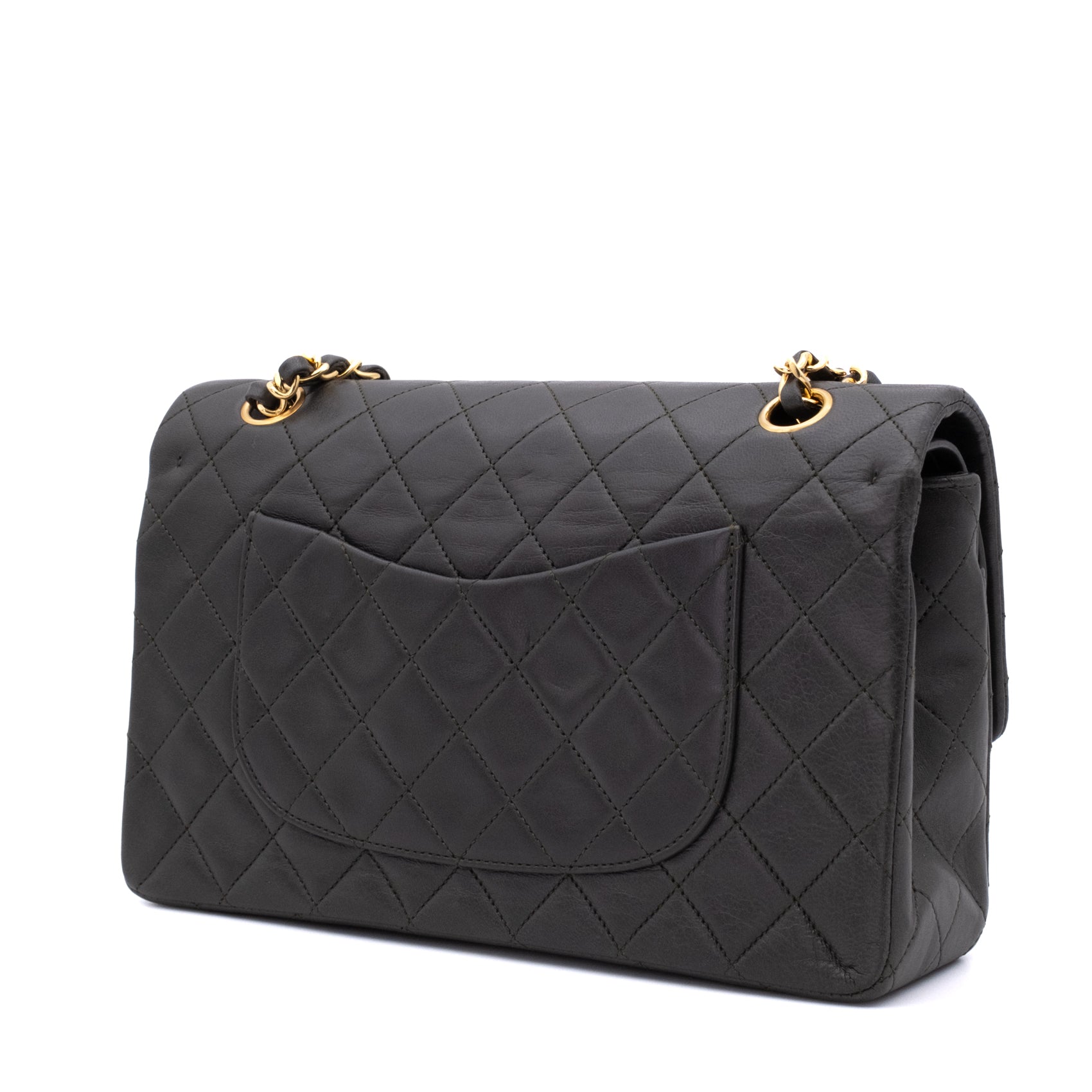 Chanel Classic Double Flap Bag Medium Lammleder Khaki Olive 24k GHW