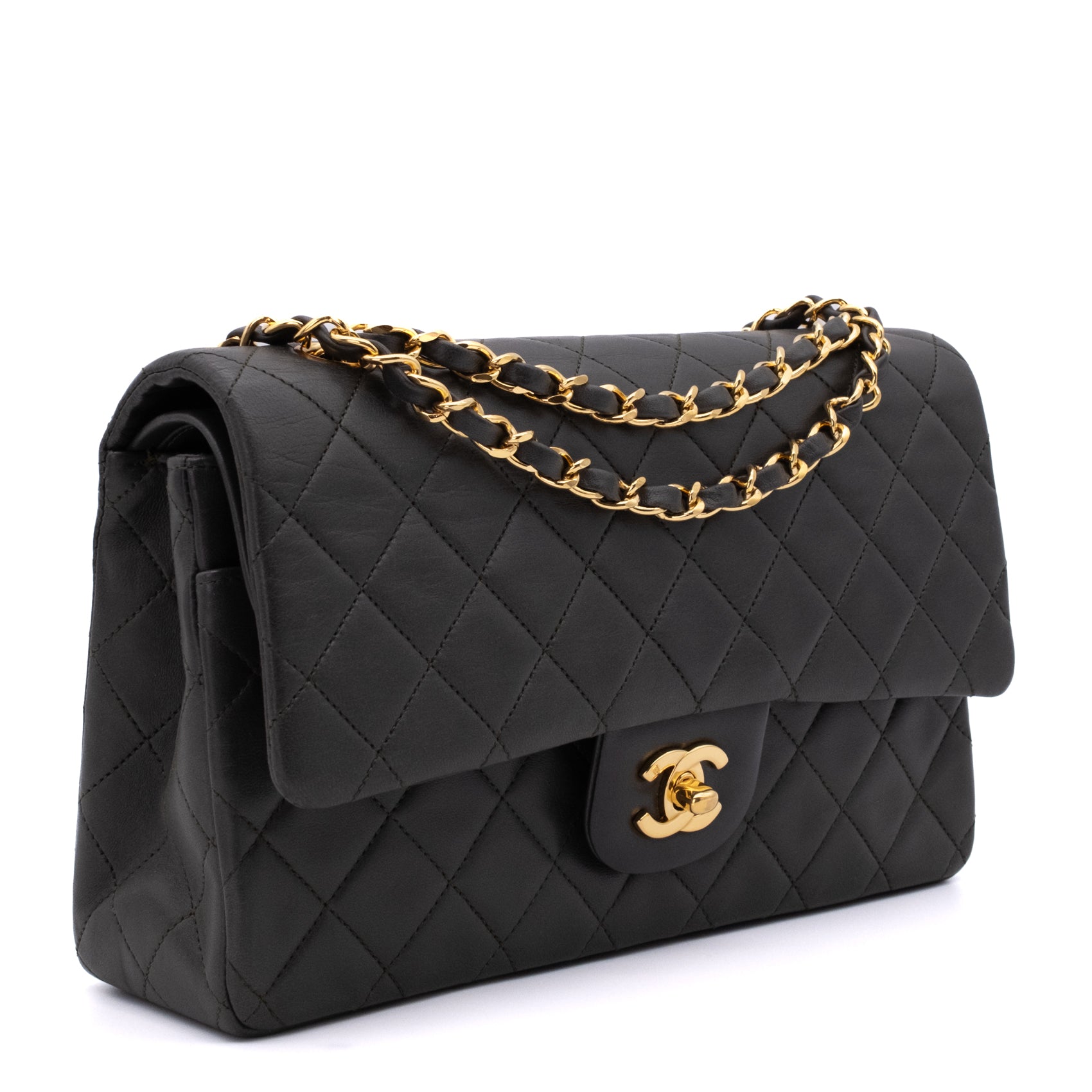 Chanel Classic Double Flap Bag Medium Lammleder Khaki Olive 24k GHW