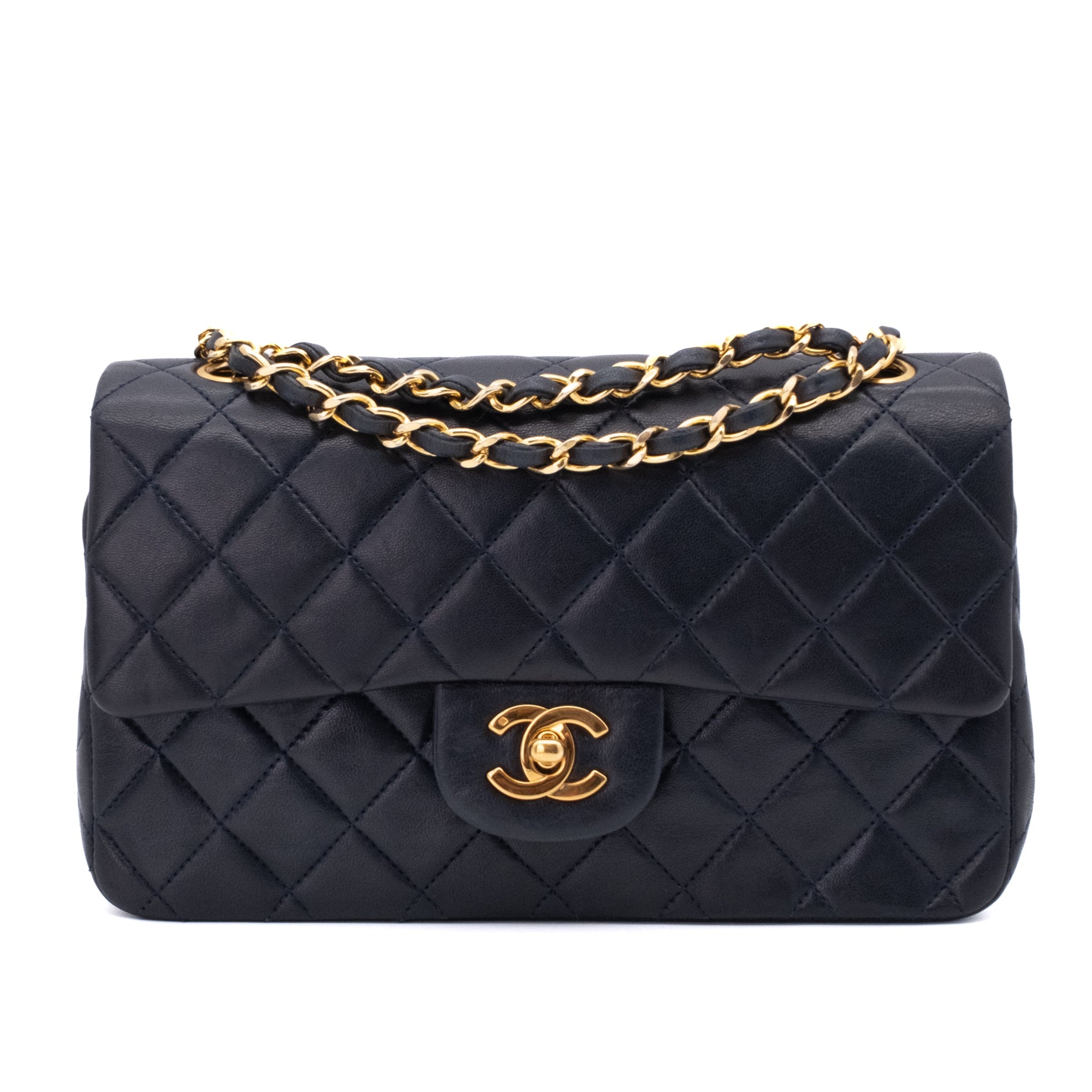 Chanel Classic Double Flap Bag Small Lammleder Dunkelblau 24k GHW
