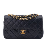 Chanel Classic Double Flap Bag Small Lammleder Dunkelblau 24k GHW
