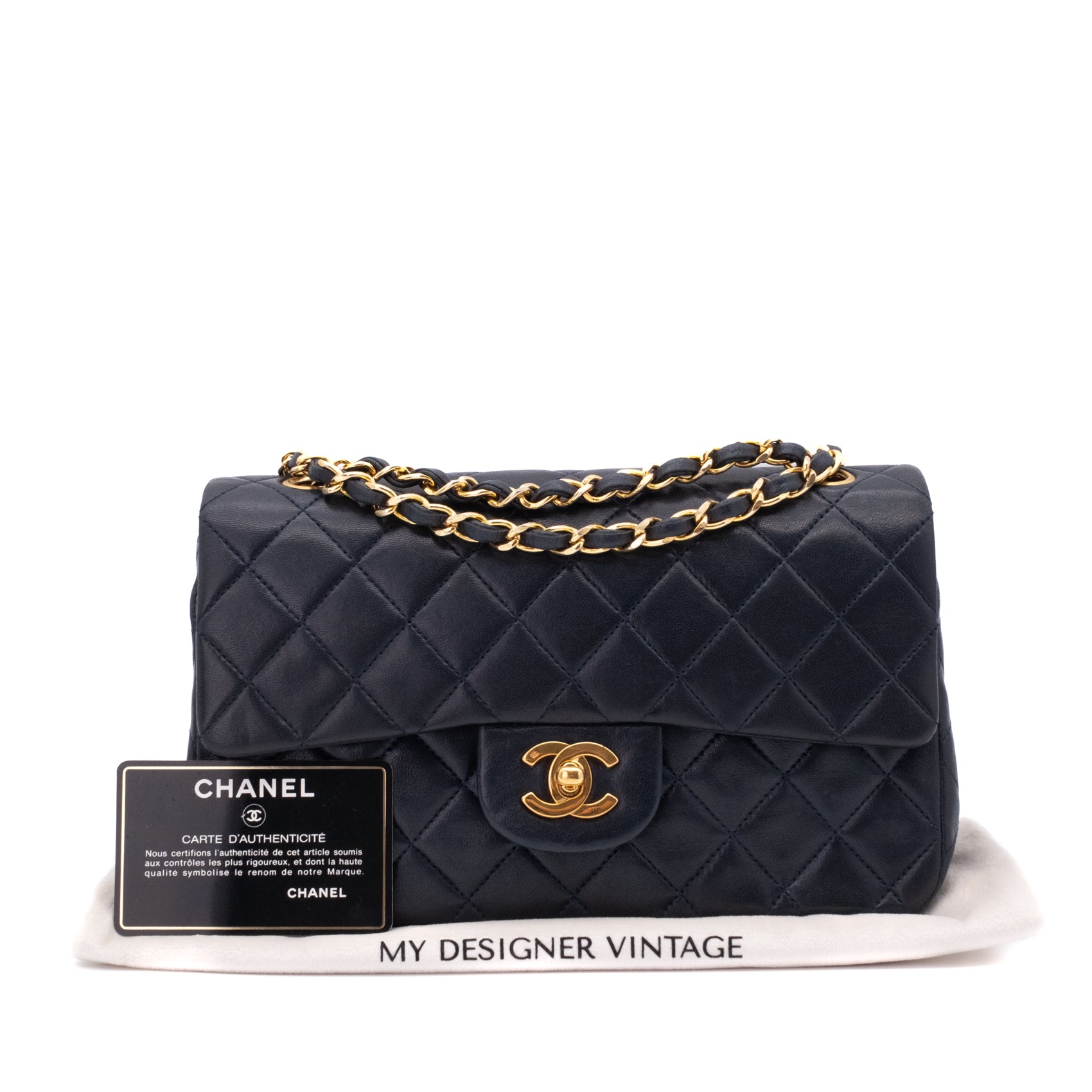 Chanel Classic Double Flap Bag Small Lammleder Dunkelblau 24k GHW