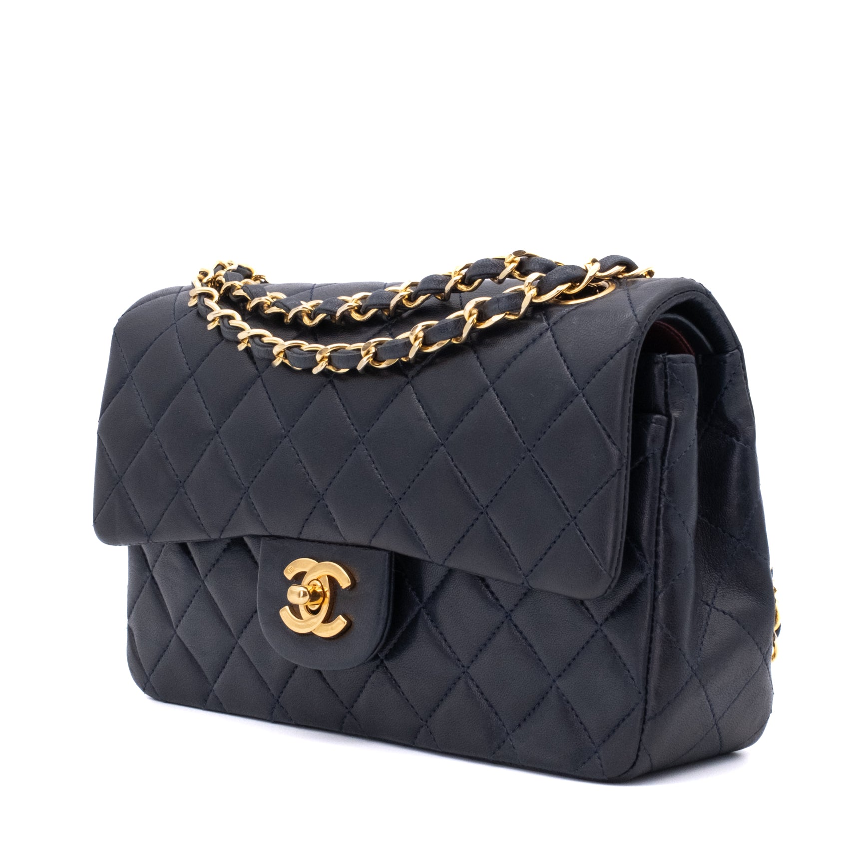Chanel Classic Double Flap Bag Small Lammleder Dunkelblau 24k GHW