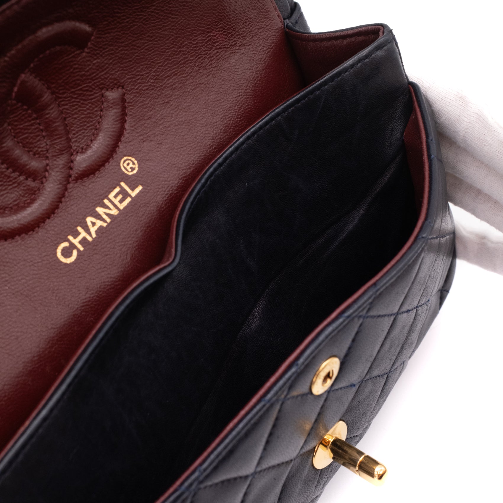 Chanel Classic Double Flap Bag Small Lammleder Dunkelblau 24k GHW