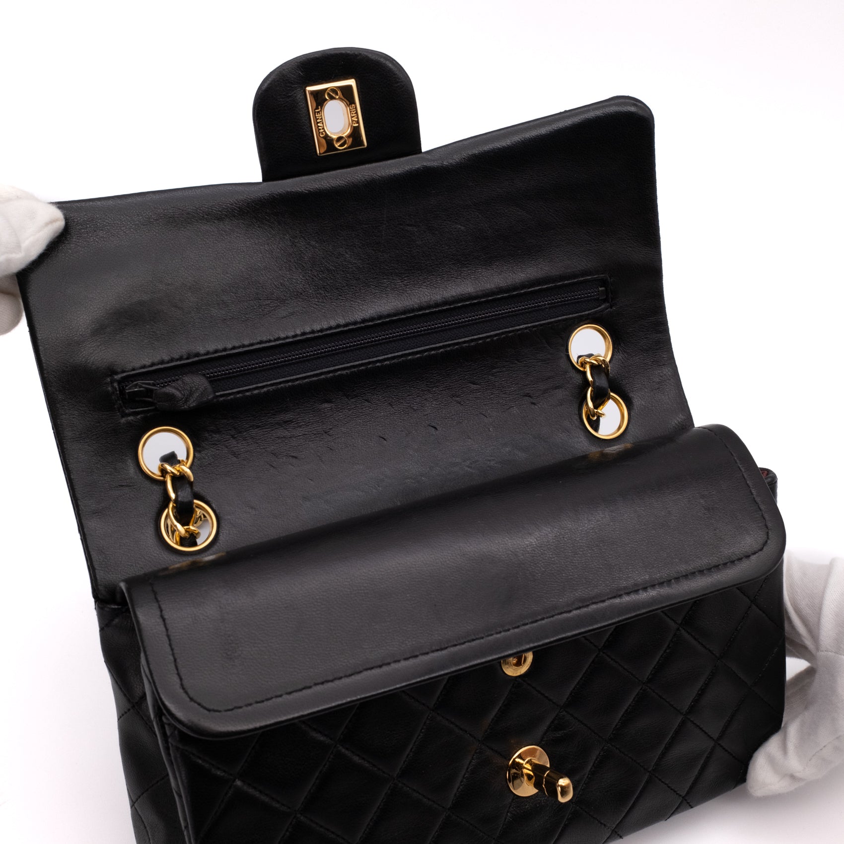 Chanel Classic Double Flap Bag Small Lammleder Schwarz 24k GHW