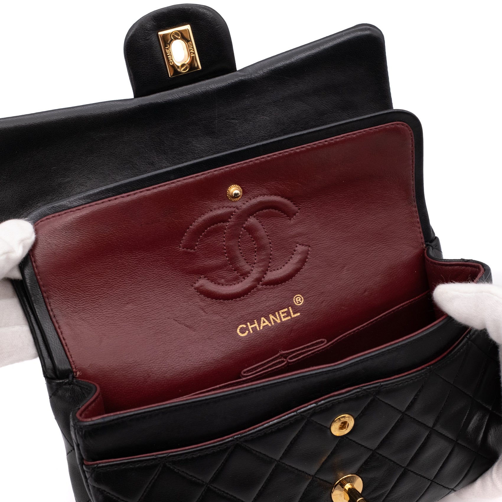 Chanel Classic Double Flap Bag Small Lammleder Schwarz 24k GHW