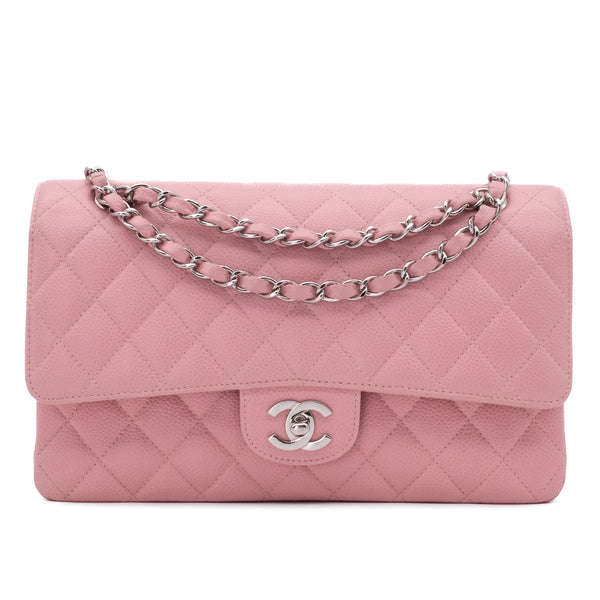 Chanel Classic Double Flap Bag Medium Caviar Sakura Pink SHW