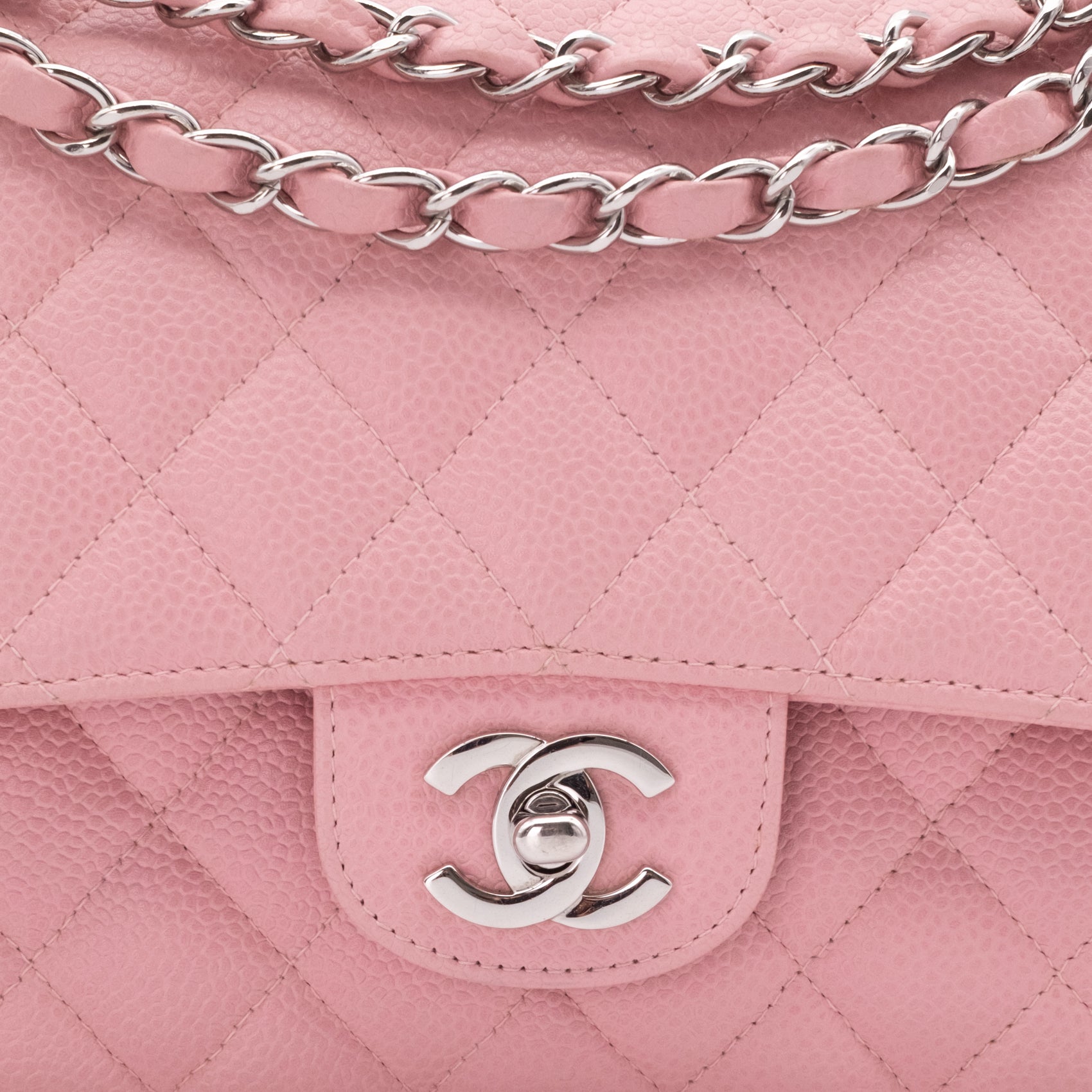 Chanel Classic Double Flap Bag Medium Caviar Sakura Pink SHW