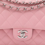 Chanel Classic Double Flap Bag Medium Caviar Sakura Pink SHW
