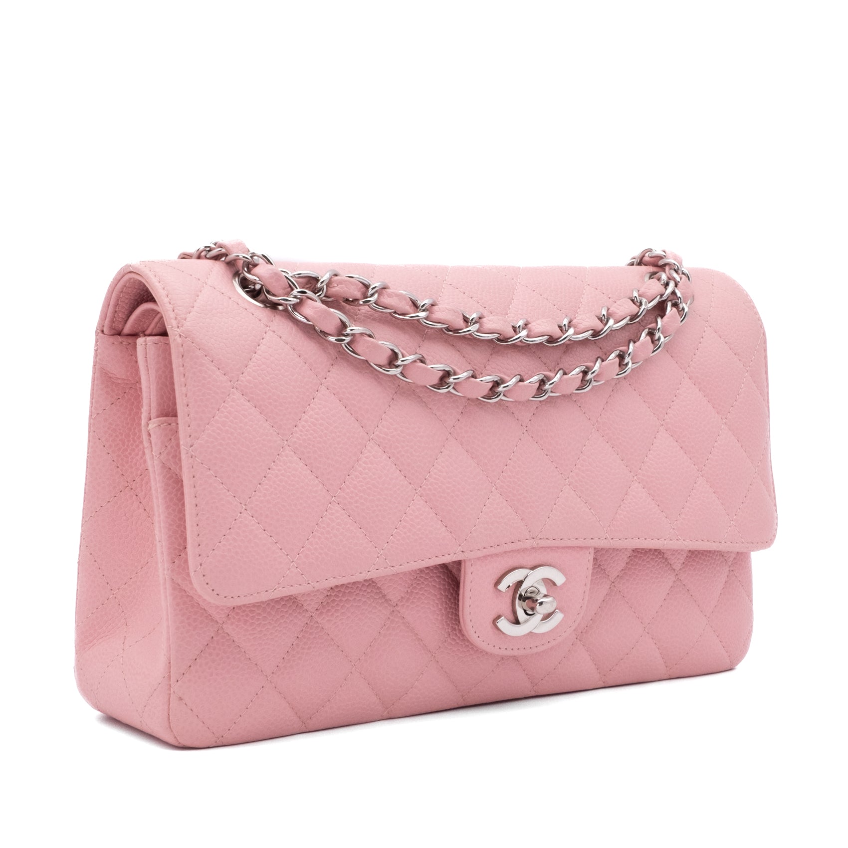 Chanel Classic Double Flap Bag Medium Caviar Sakura Pink SHW