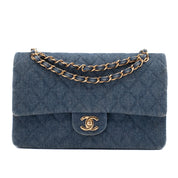 Chanel Classic Double Flap Medium Denim Jeans Blau 24k GHW