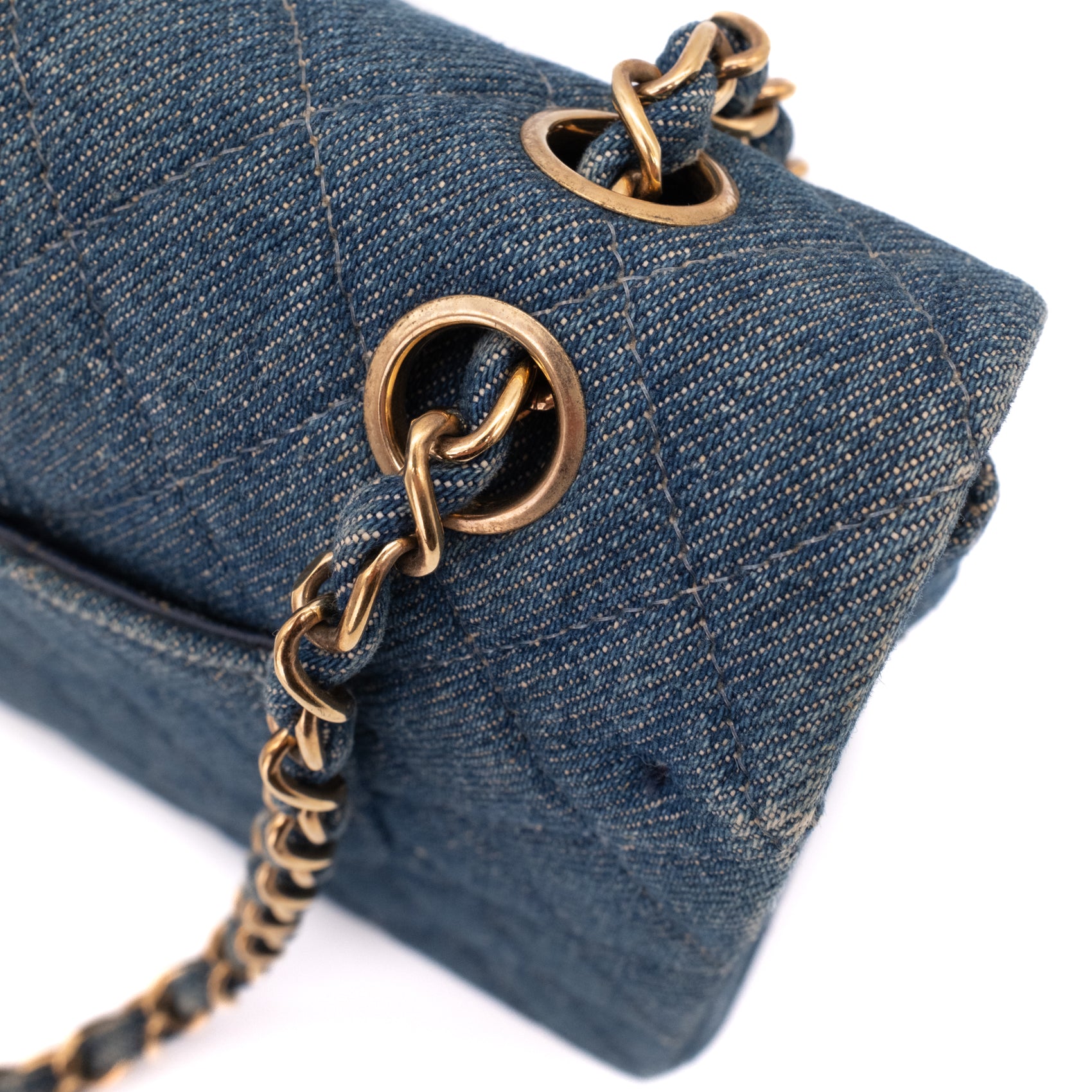 Chanel Classic Double Flap Medium Denim Jeans Blau 24k GHW