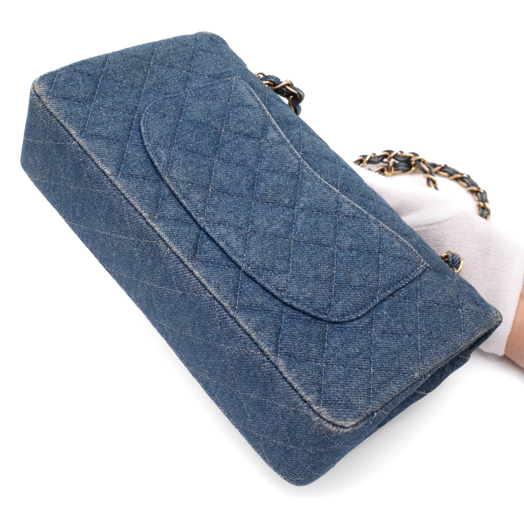 Chanel Classic Double Flap Medium Denim Jeans Blau 24k GHW