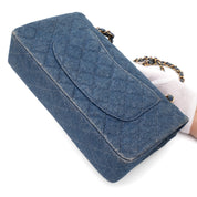 Chanel Classic Double Flap Medium Denim Jeans Blau 24k GHW