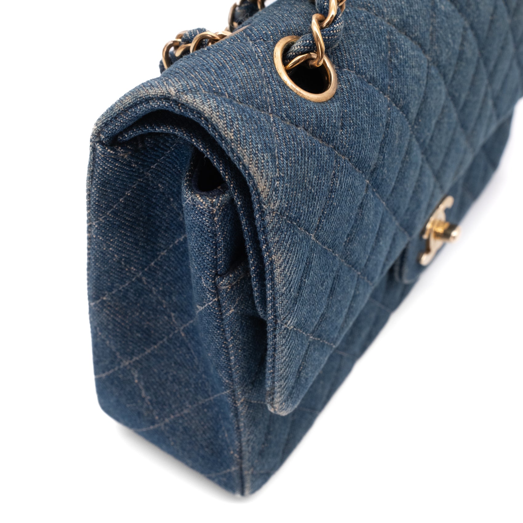 Chanel Classic Double Flap Medium Denim Jeans Blau 24k GHW