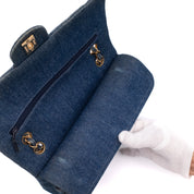 Chanel Classic Double Flap Medium Denim Jeans Blau 24k GHW